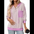 thumbnail image 2 of Sudadera con Capucha para Mujer 2025, Cuello Abotonado, Cordón Ajustable, Sudadera Informal de Larga, Camisetas. Púrpura L, 2 of 10