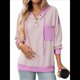 thumbnail image 2 of Sudadera con Capucha para Mujer 2025, Cuello Abotonado, Cordón Ajustable, Sudadera Informal de Larga, Camisetas. Púrpura M, 2 of 10