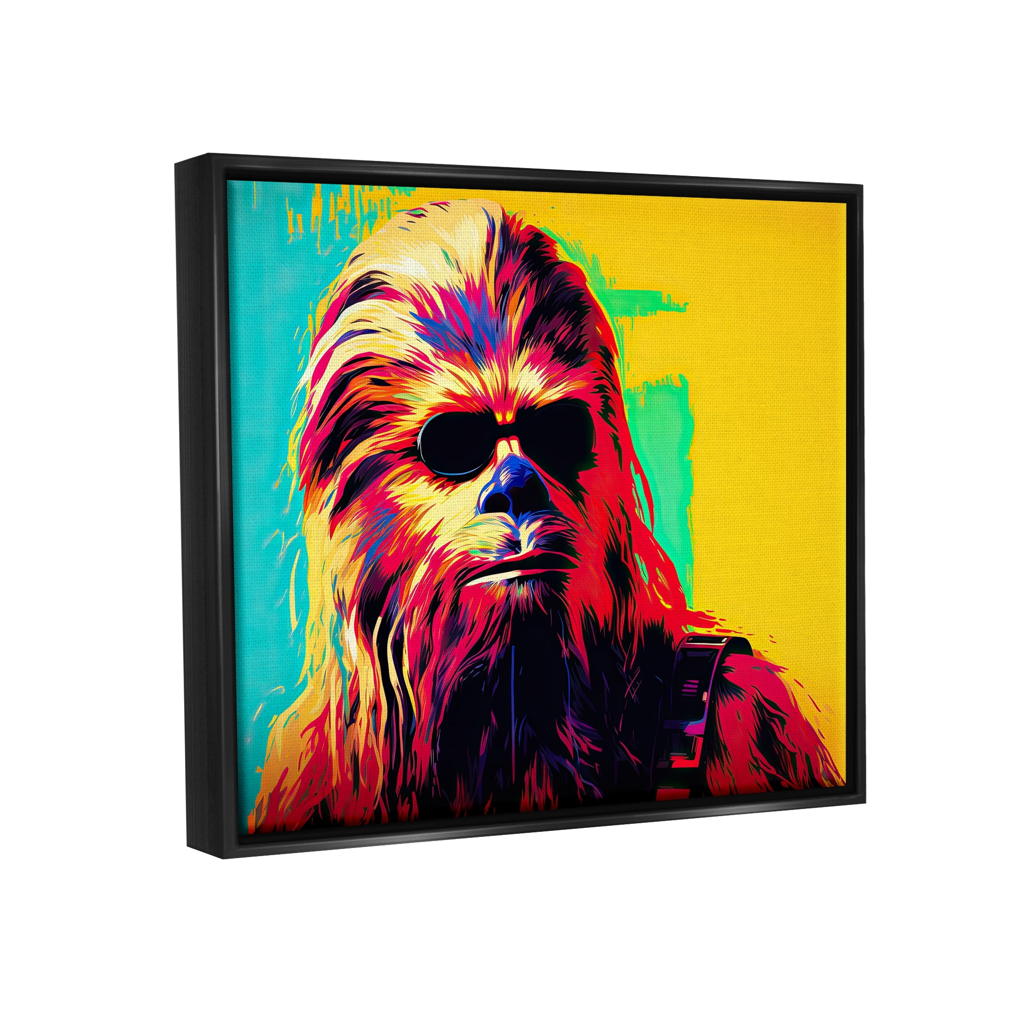 Stupell Industries Abstract Sci-Fi Creature Fairy Tales & Fantasy Painting Black Floater Framed Canvas Art Print Wall Art, 21 x 17