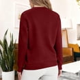 thumbnail image 5 of ManxiVoo Women Fleece Lined Sweatshirt Round Neck Casual Warm Pullover Without Hood For Cold Weather Comfort and Outdoor Activities L Size Wine, 5 of 5