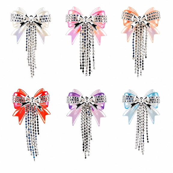 6 Pack Bow Beads for Pen Rhinestone Random Color Butterfly Tassel Acrylic Beads, Fancy Beads for Pens DIY Craft Supplies for Jewelry Bracelet Keychain Making