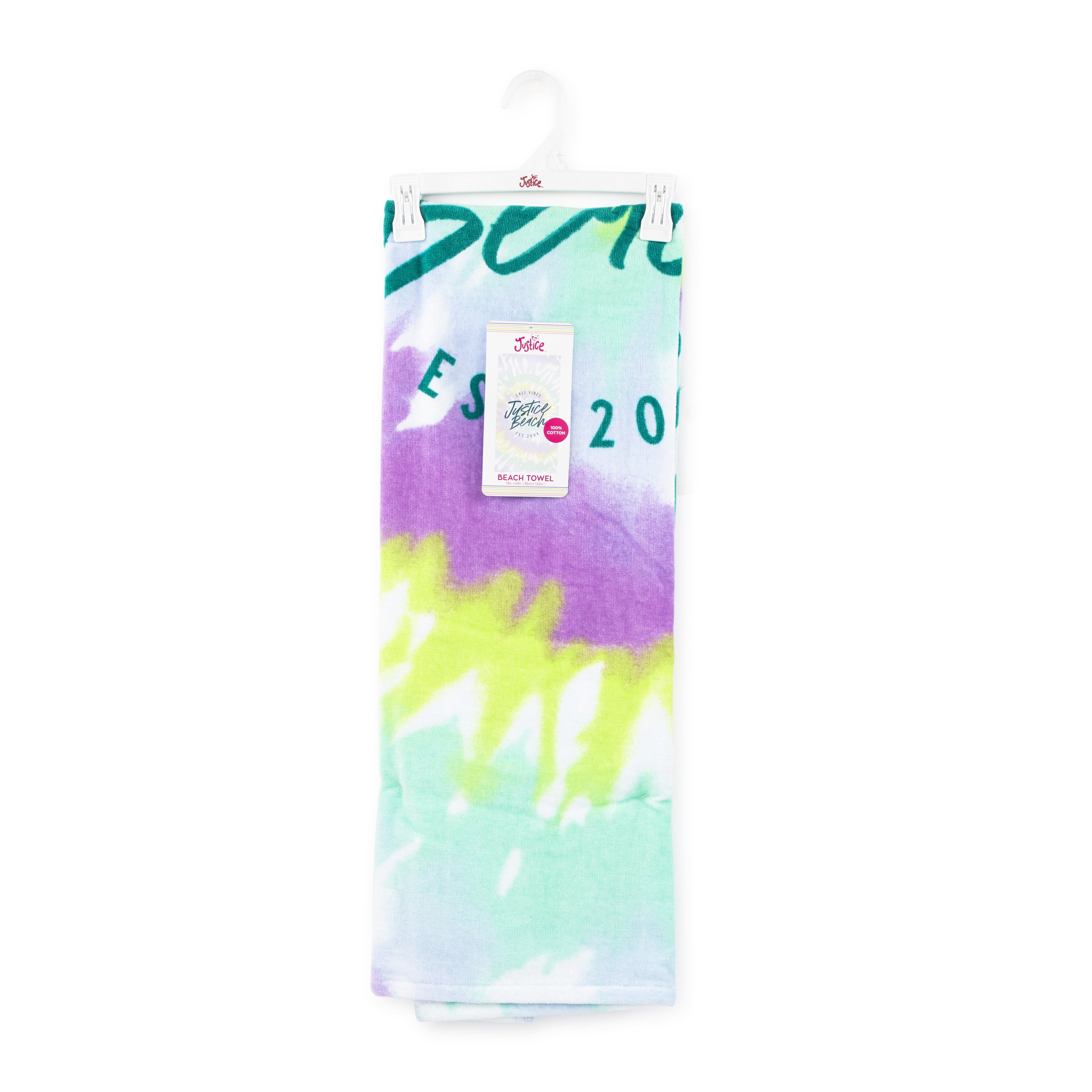 Justice Beach Towel, 100% Cotton, 64 x 34, Mint Spiral