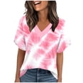 thumbnail image 2 of BRGZLK Womens Short Sleeve Tops Fashion Trendy T Shirts V Neck Summer 2026 Casual Ruffle Loose Tees, 2 of 5