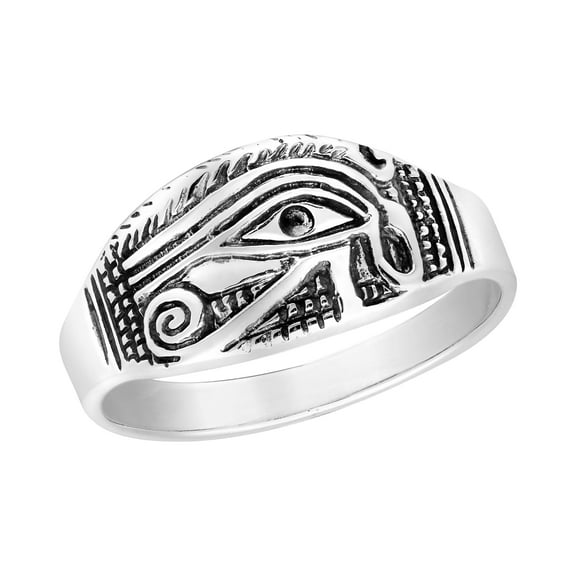 The Eye of Horus Egyptian Hieroglyph .925 Sterling Silver Ring for Female and Male Anniversary Jewelry Gift Size-7
