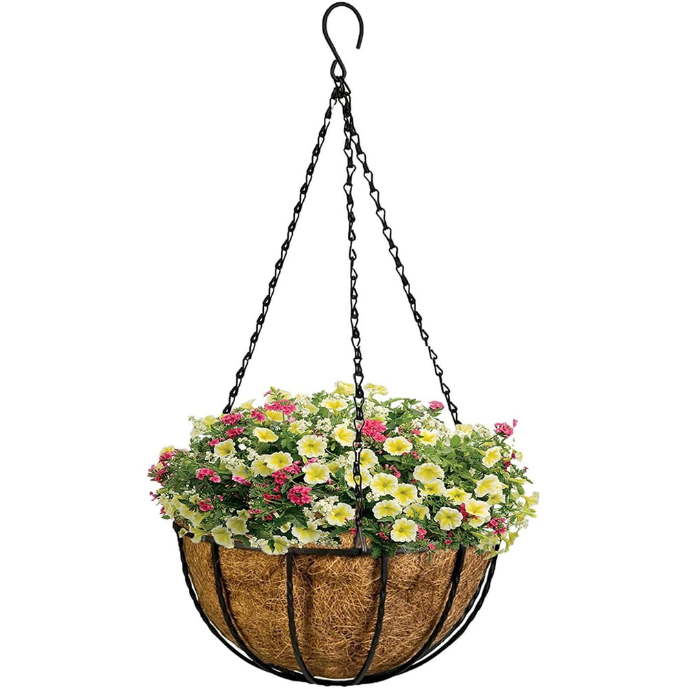 Visland Metal Hanging Planter Basket with Coconut Liner Wire Plant