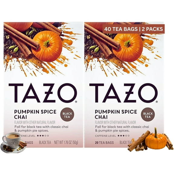 Tazo Tea, Pumpkin Spice Chai 20 Each (Pack Of 2) Total 40 Tea Bags