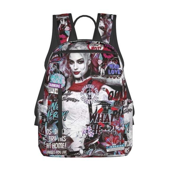 14.7in Harley Quinn Backpack Cute Cartoon Lightweight Backpacks Portable Outdoor Travel