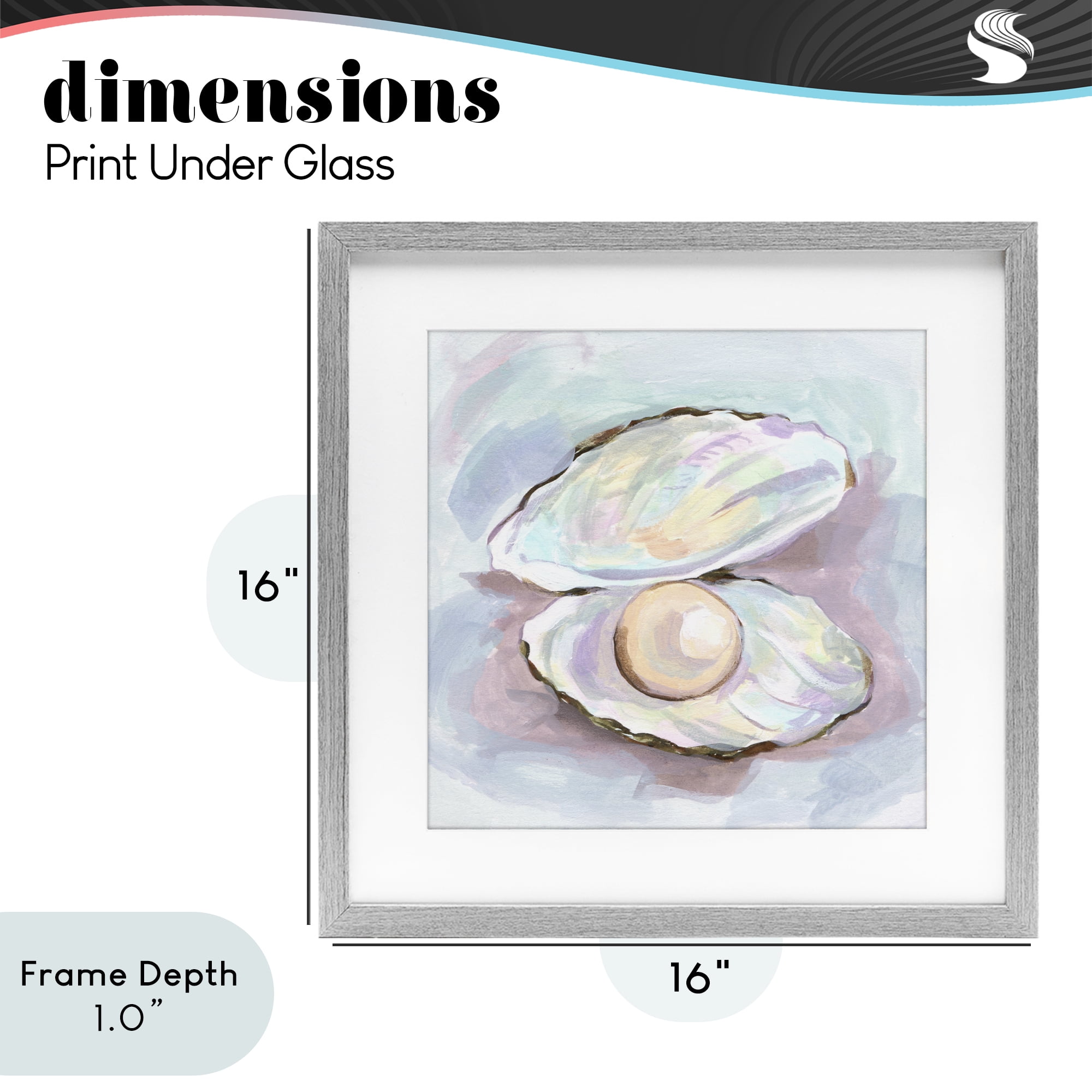 Stupell Industries Silent Opal Clam Pearl Gray Framed Print Under Glass, design by Melissa Wang