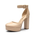 thumbnail image 1 of Zapatos de Plataforma para Mujer DREAM PAIRS con Tacones Gruesos en Color Nude, 1 of 7
