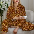 thumbnail image 6 of Lsque Golden Glitter Pattern Long Sleeve Pajama Set for Women - Soft 2-Piece Sleepwear and Loungewear Set with Pockets, Comfy Nightwear-XX-Large, 6 of 7