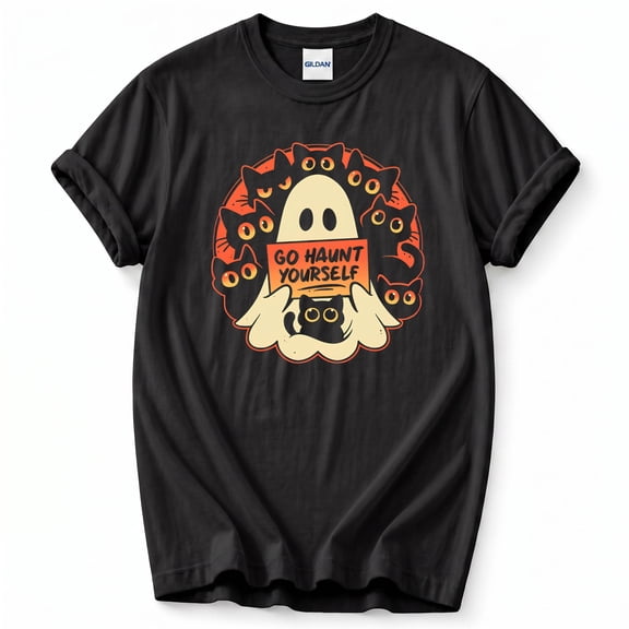 Go Haunt Yourself T-Shirt – Halloween Spirit with Cats – Fun Gift for Cat Lovers