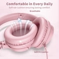 thumbnail image 3 of Auriculares con cable Botesty Sound con micrófono para colocar sobre la oreja, color rosa, 3 of 7