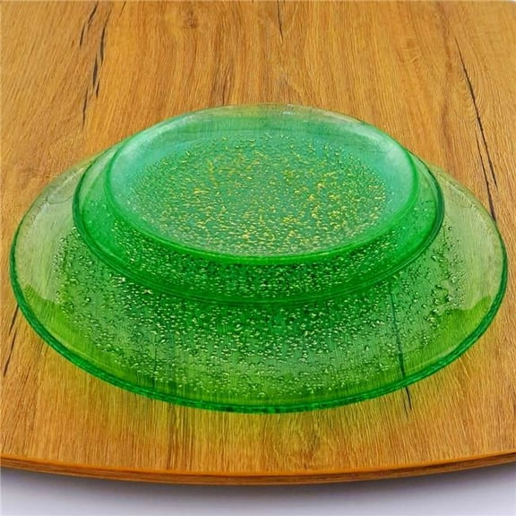 Red Pomegranate Collection 0964-6 Isla Dinner Plate Set, Emerald & Gold - 12 Piece