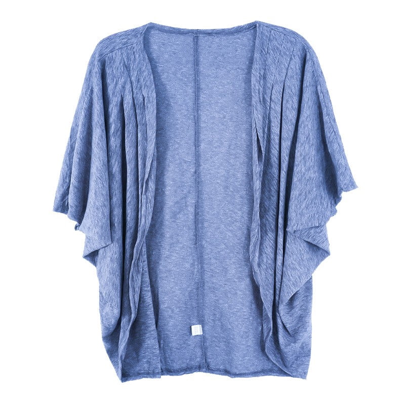 Women's Blue Knit Cardigan Coat with Three Quarter Kuwait Ubuy