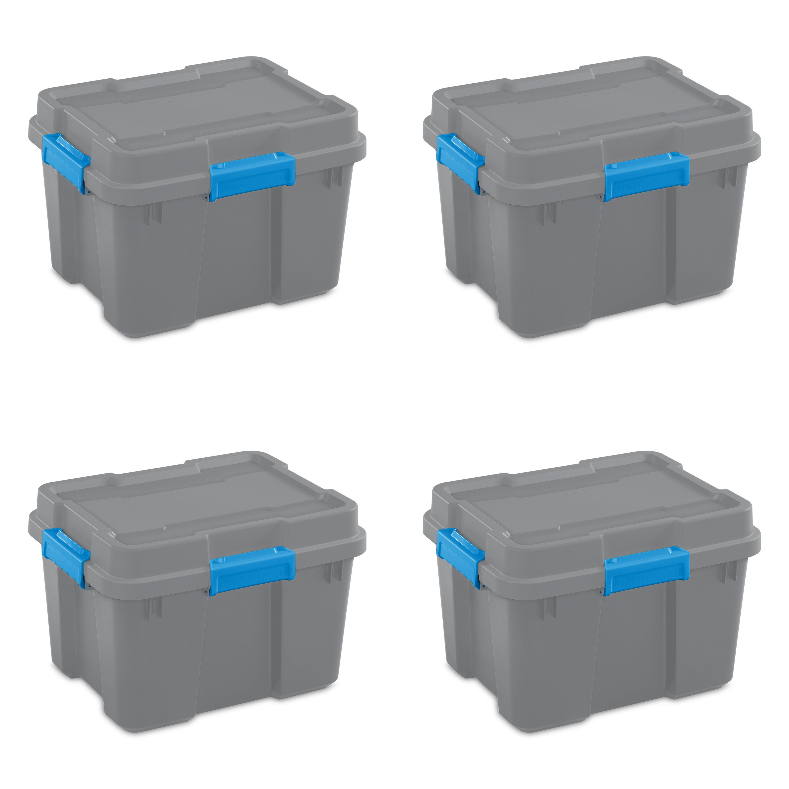 Sterilite 20 Gallon Gasket Tote Plastic, Titanium, Set of 4
