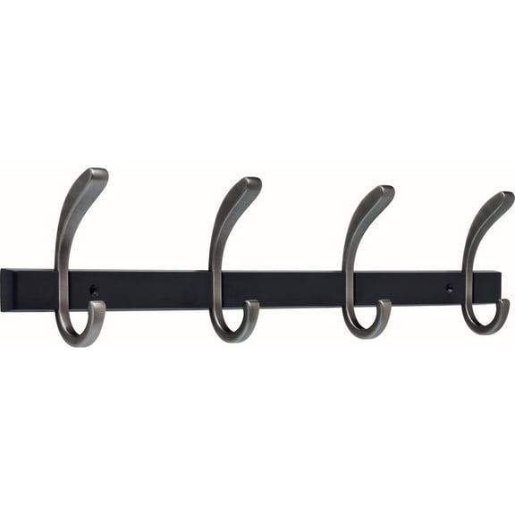 LibertyR38576-HFB 24" Softened Curve 4 Hook Rail Heirloom Silver & Black