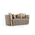 thumbnail image 6 of Modern Chesterfield Sofa Couch, 93" Velvet Cloud Couch and Luxury Loveseat for Living Room, 5 Seater Button Tufted Sofas with Pillows and Gold Armrests, Taupe, 6 of 7