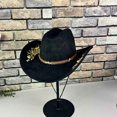 thumbnail image 5 of TEAJOPSUU Womens Western Cowboy Hats Shapeable Big Wide Brim Cowgirl Hat with Embroidery Chin Strap Classic Style Hats Black, 5 of 5