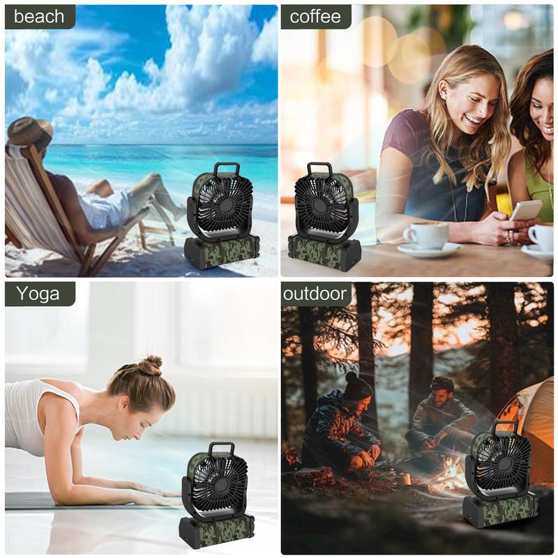 2025 Upgraded 30000mAh Camping Fan，Portable Rechargeable Fan with LED Lights and 270° Rotating Shaft, Remote Control Oscillating Table Fan for Tenting Trips and Family Multi-Purpose Outdoor