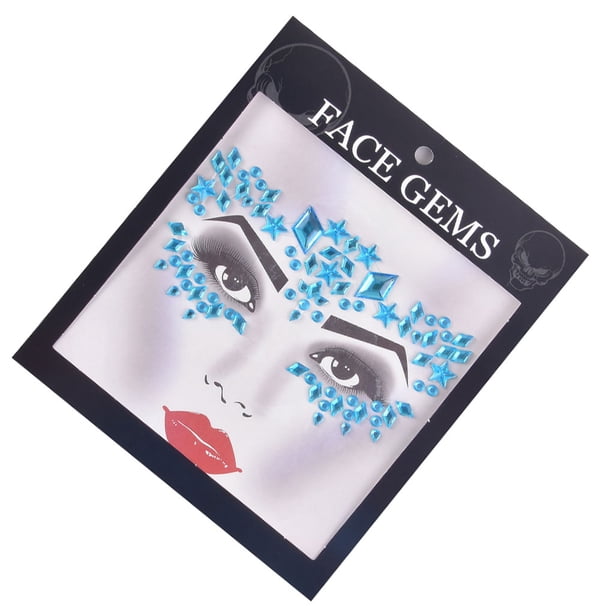 Minnieouse Joyas para el cuerpo y la cara, pegatinas de diamantes de imitación, joyería temporal para cejas, decoraciones para uñas, disfraces, Tratamientos faciales Azul
