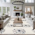 thumbnail image 4 of Blue Flowers 5'x7' Area Rug, Farmhouse Botanical Bloom Tulip Branches Washable Non-Slip Soft Rugs, Low-Pile Large Carpet for Living Room Bedroom Dining Room, Non-Shedding Accent Rug, 4 of 9