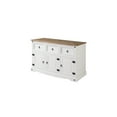 thumbnail image 2 of HomeStock Suburban Sophistication Wood Buffet Sideboard in Rustic Finish, Solid Pine, Dovetail Drawer Joints, Distressed Hardware, Spacious Storage, Easy Assembly-Color:Distressed White,Size:3 Door, 2 of 7