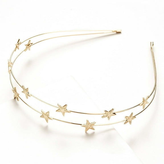 GlamourGal Double Layer Star Headband Sweet Lady Metal Hair Accessory With Five Pointed Elegant And Design For Everyday Wear Womens Headbands Knotted Wavy Metal Headband Headband Knot for Women And