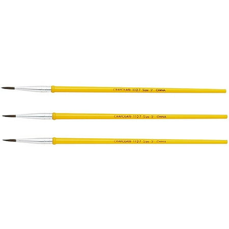 Crayola Watercolor Brush Set, Size 2, Camel Hair Blend, Round, 3-Pack