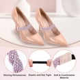 thumbnail image 3 of Uxcell 2 pares de correas para zapatos de tacón, correas elásticas con strass, reemplazo de cordones para mujeres, rosa + plateado degradado, 3 of 7