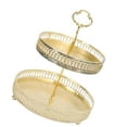 thumbnail image 4 of Bandeja de pastelería de doble capa, plato decorativo de exhibición de postres y galletas doradas y cobre para boda, grano Vertical ahuecado, 4 of 10