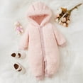 thumbnail image 5 of Gunia Toddler Boy Girl Pajamas Snowsuit Fleece Bodysuit Long Sleeve Romper With Cute Animal Ears Fall Winter Onesie Clothes Set Pink 9-12 Months, 5 of 9