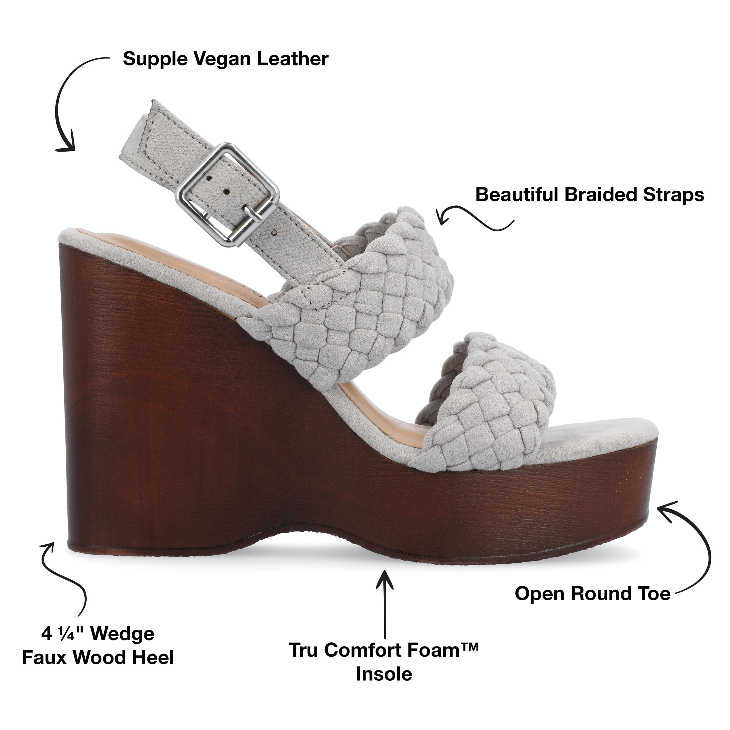 Journee Womens Ayvee Buckle Platform Wedge Sandals