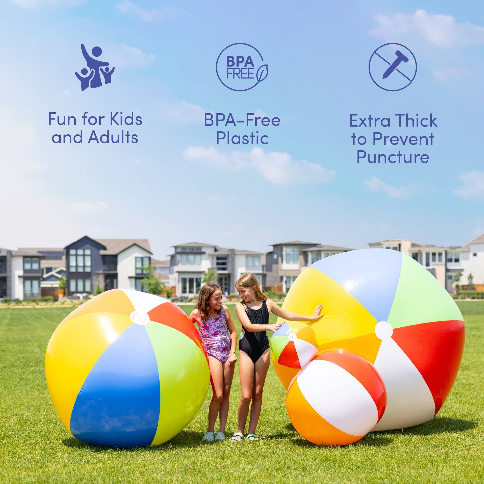 Giant 6 Foot Inflatable Beach Ball Pool Ball Beach Summer Parties and Gifts 1 Giant Jumbo Blow up Rainbow Color Beach Balls 72 Inches Tall Walmart