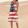 thumbnail image 2 of Women's Vacation-Ready Sundress, Sleeveless Casual Summer Dress with Patriotic Print, Perfect for Tropical Trips and Festive Events,Dark Blue S, 2 of 5