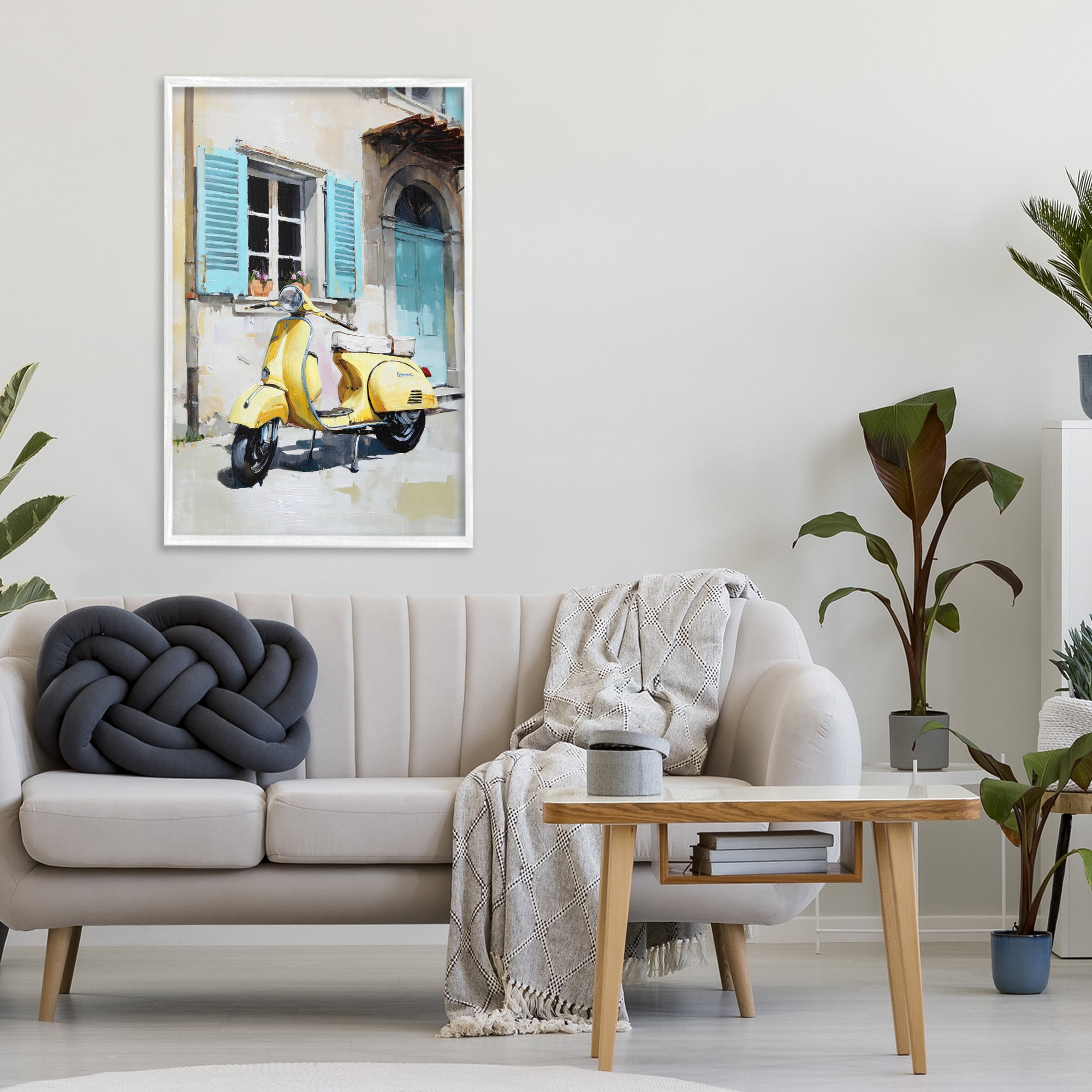 Stupell Industries Sunny Day Scooter Ride White Framed Giclee Art, design by Petal Prints Design