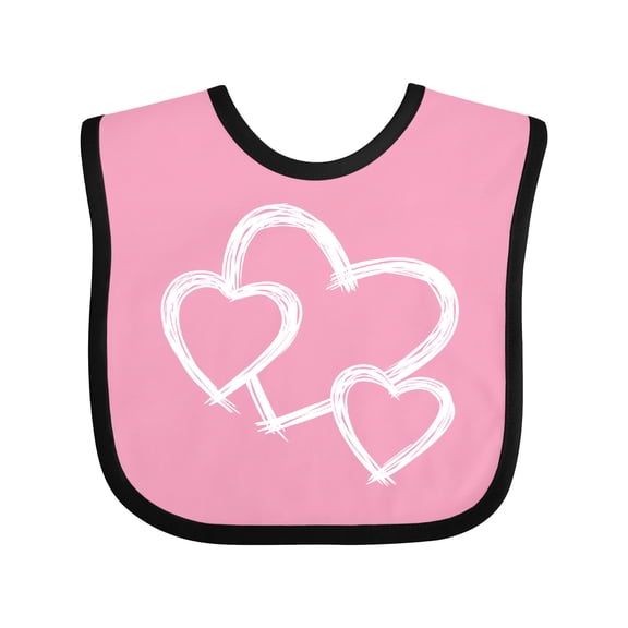 Inktastic Three White Hearts Boys or Girls Baby Bib