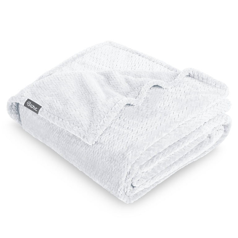 Bare Home Microplush Fleece Throw Blanket, White photo 1