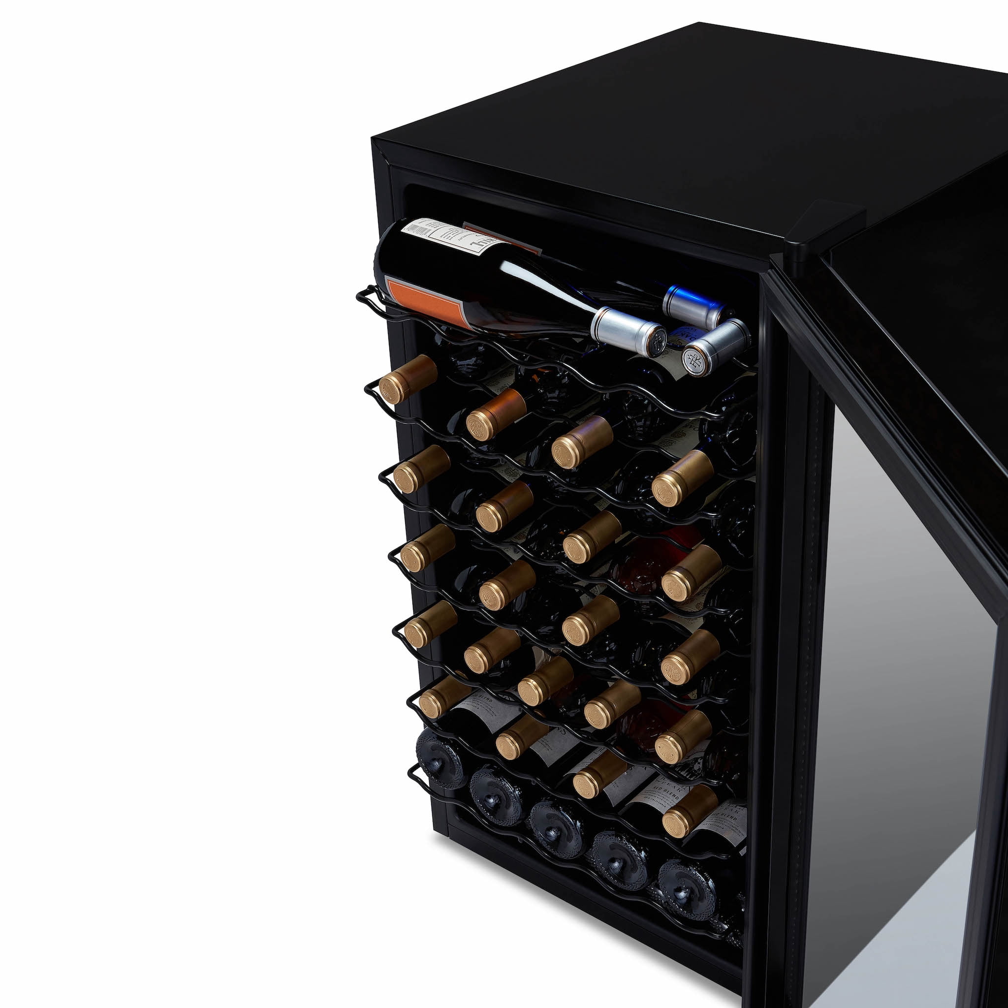 Newair® Shadowᵀᴹ Series Wine Cooler Refrigerator 51 Bottle, Freestanding Mirrored Wine Fridge with Double-Layer Tempered Glass Door & Compressor Cooling for Reds, Whites, and Sparkling Wine