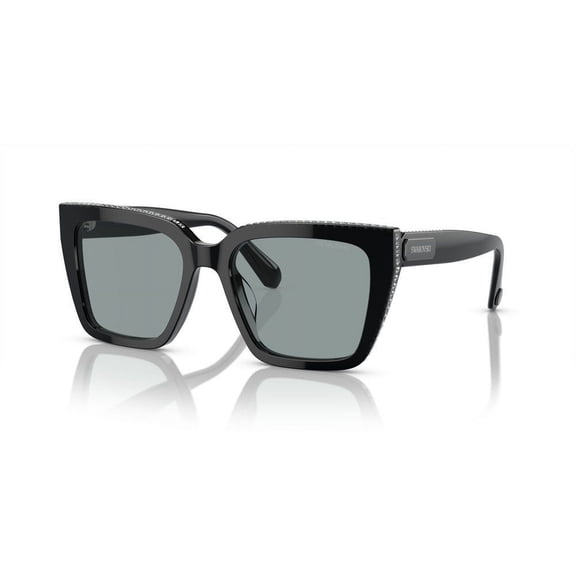 Swarovski Women's 0Sk6013 Oversized Square Frame Sunglasses With Crystal Embellishments Black