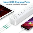 thumbnail image 4 of BOHASHIN Surge Protector Power Strip, with 5 Outlets and 3 USB Ports, 4ft Extension Cord, ETL Listed, White, 4 of 8