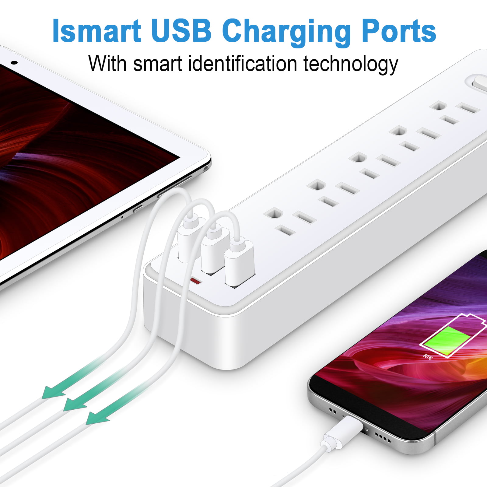 Bohashin Surge Protector Power Strip with USB Ports photo 4