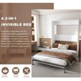 thumbnail image 6 of Montary Queen Murphy Bed - 65" Foldable Wall Bed with Metal Frame, Solid Wood Support Slats, Hidden Bed Frame, Space-Saving Design,for Bedrooms & Guest Rooms, White, 6 of 8