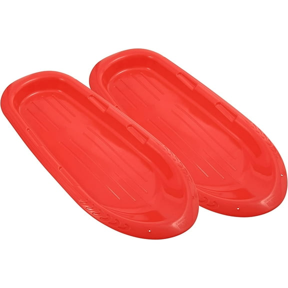 Superio Pack of 2 Toboggan Snow Sleds for Kids and Adults, 48" Heavy Duty Plastic Sliders for 2 Riders with Handles and Holes for Pull Ropes- (Ropes Excluded)