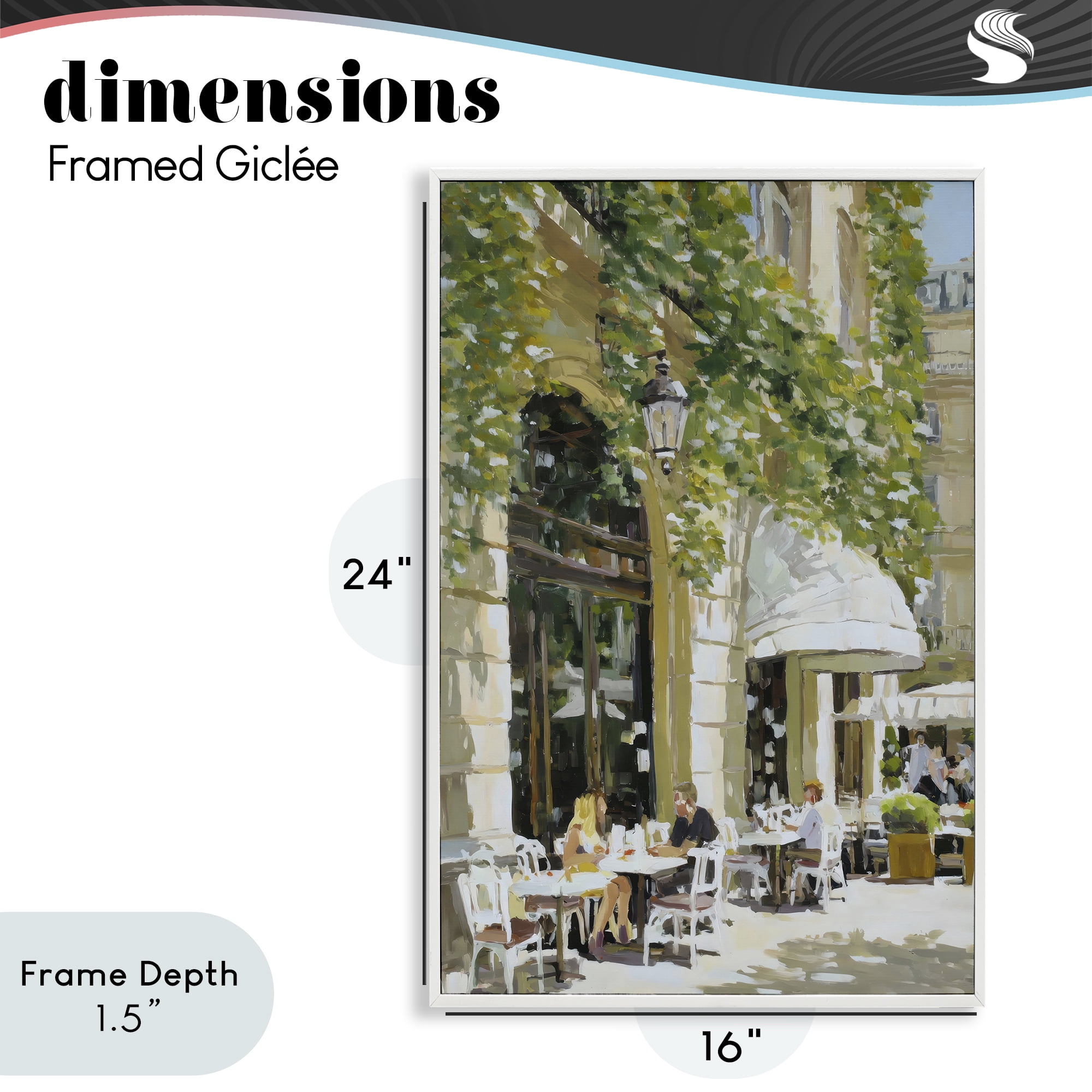 Stupell Industries Sunny Day Cafe Terrace White Framed Giclee Art, design by Petal Prints Design