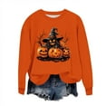 thumbnail image 2 of Sweatshirts Jacket for Women Plus Size Halloween Printed Long-sleeved Round-neck Loose Casual Sweatshirt Orange L, 2 of 6