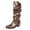 Coffee, variant on Women's Mid-Calf Boots Winter Fashion Stylish Glossy Leather Textured Shaft for Comfortable Elegant