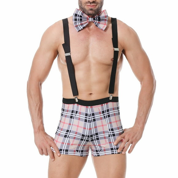 TopLLC Mens Shorts, Men Overall Shorts Overalls Man Fashion Plaid Overalls Party Medieval Cosplay Costume Shorts Overalls
