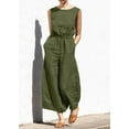 thumbnail image 5 of Women's Elegant Sleeveless Linen Jumpsuits Casual Wide Leg Jumpsuit Pants Romper, 5 of 5