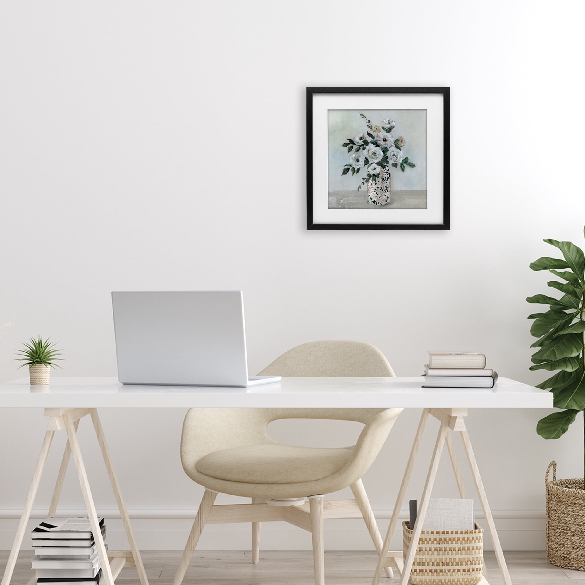 Stupell Industries Leaf Patterned Flower Vase Black Framed Print Under Glass, design by Sally Swatland