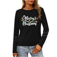 thumbnail image 2 of HOMBOM Womens Funny Shirts Christmas Black Comfy Long Sleeve Christmas Tree Xmas Tee Shirts for Women, 2 of 9